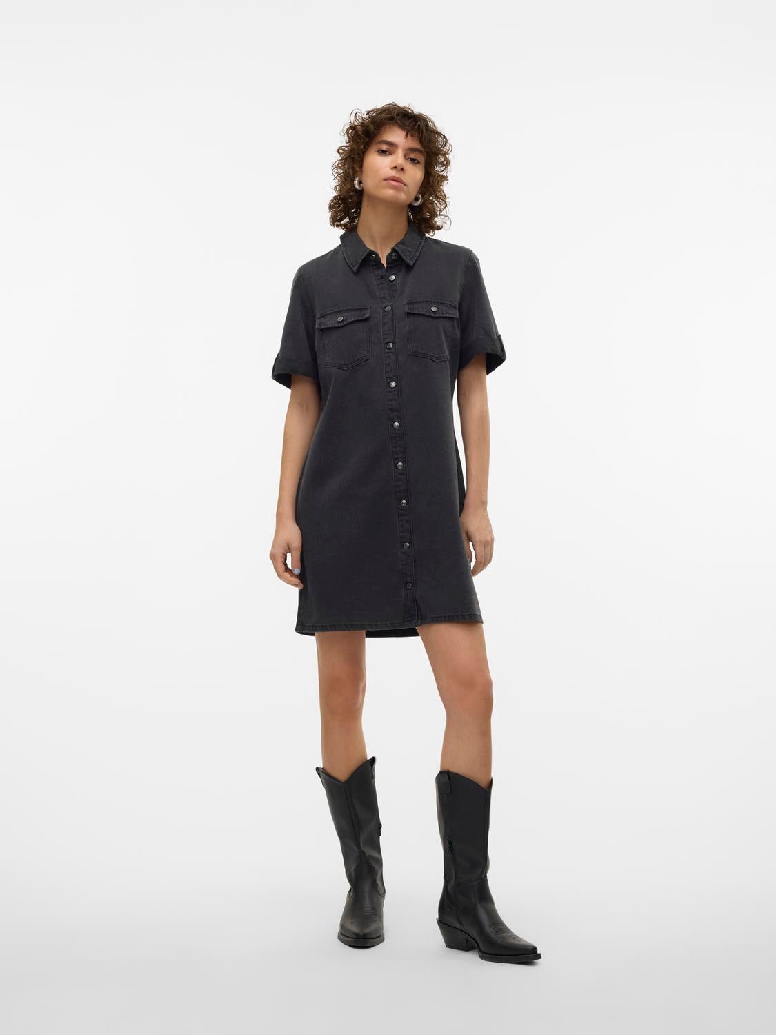 VMJENNIE Short Dress - Black Denim - VERO MODA & VILA Bergvik