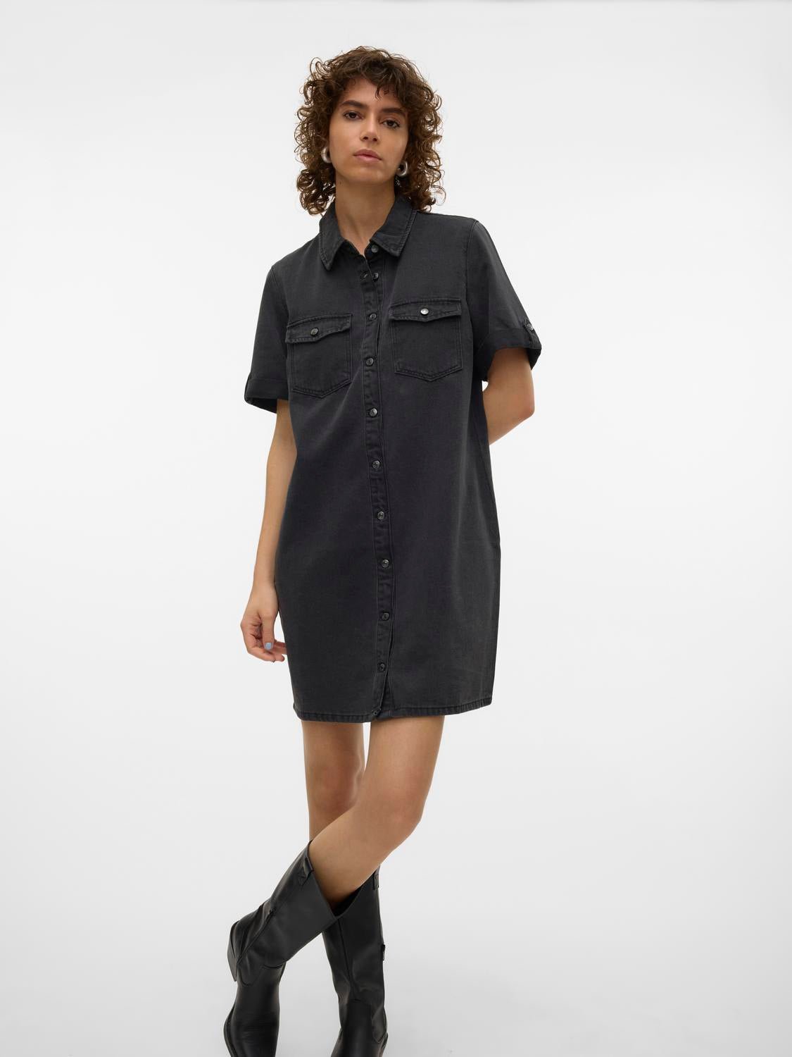 VMJENNIE Short Dress - Black Denim - VERO MODA & VILA Bergvik