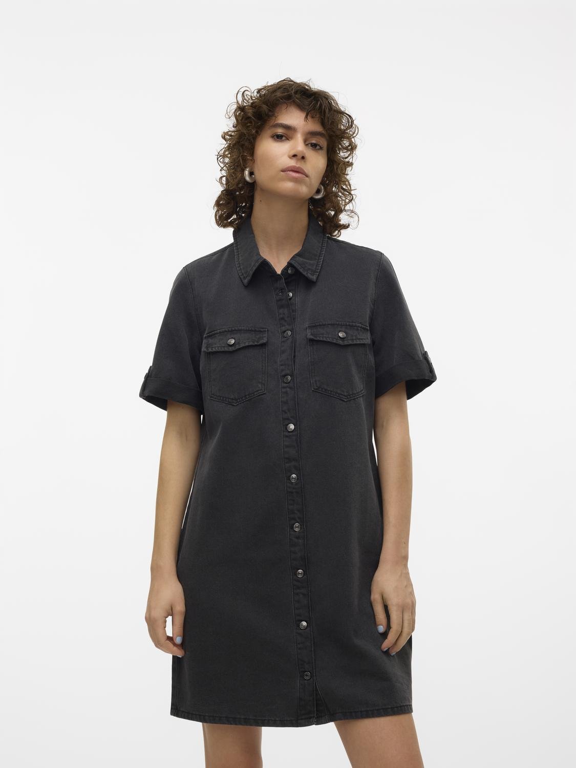 VMJENNIE Short Dress - Black Denim - VERO MODA & VILA Bergvik