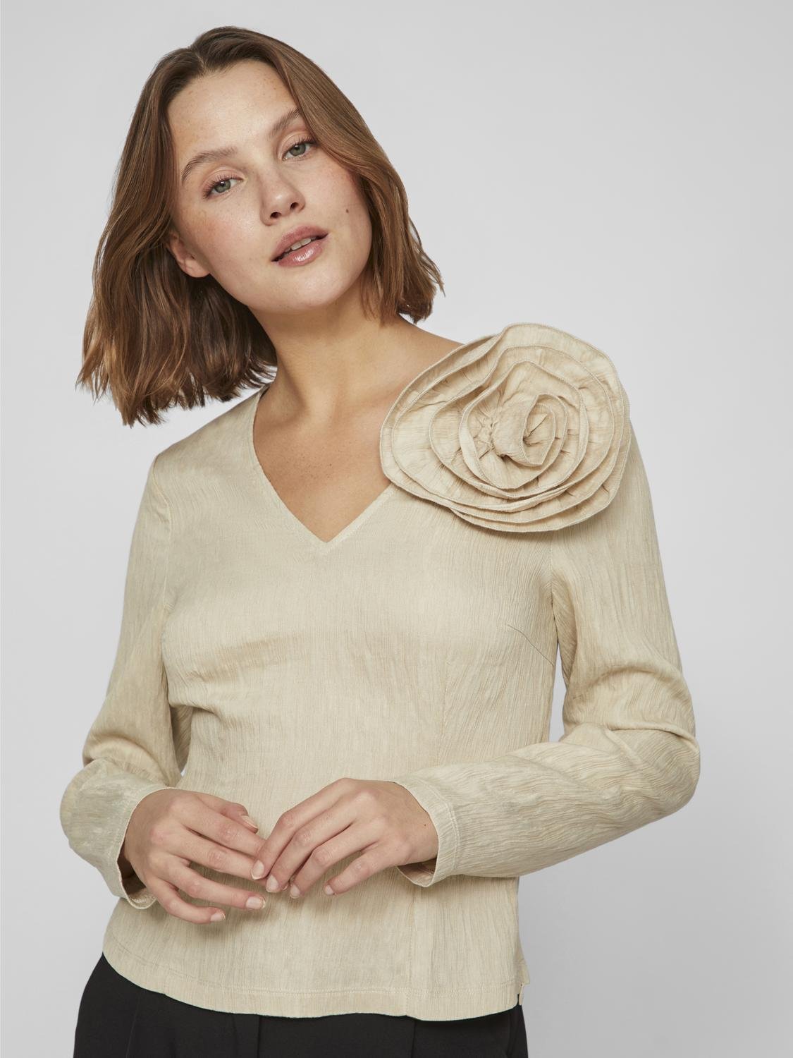 VIFLOWERY T-Shirts & Tops - Cement - VERO MODA & VILA Bergvik