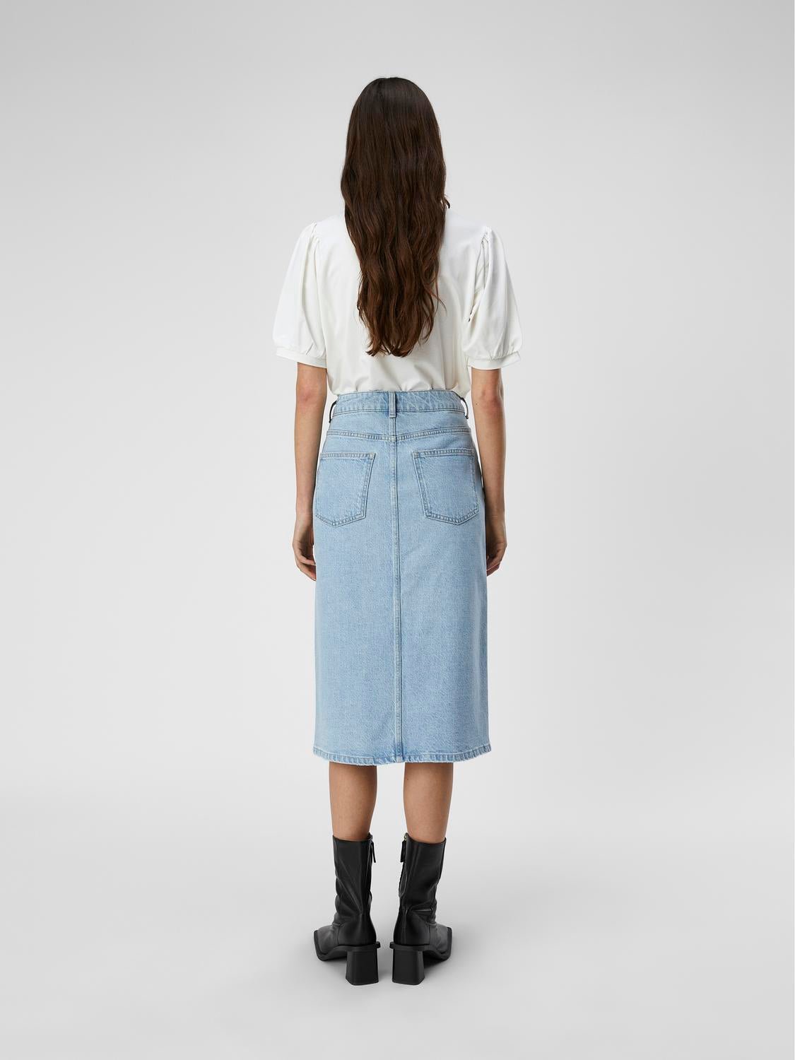 OBJELLEN Midi Skirt - Light Blue Denim - VERO MODA & VILA Bergvik