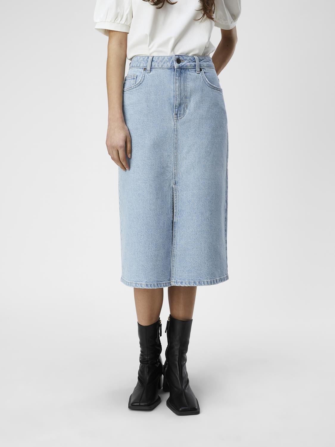 OBJELLEN Midi Skirt - Light Blue Denim - VERO MODA & VILA Bergvik