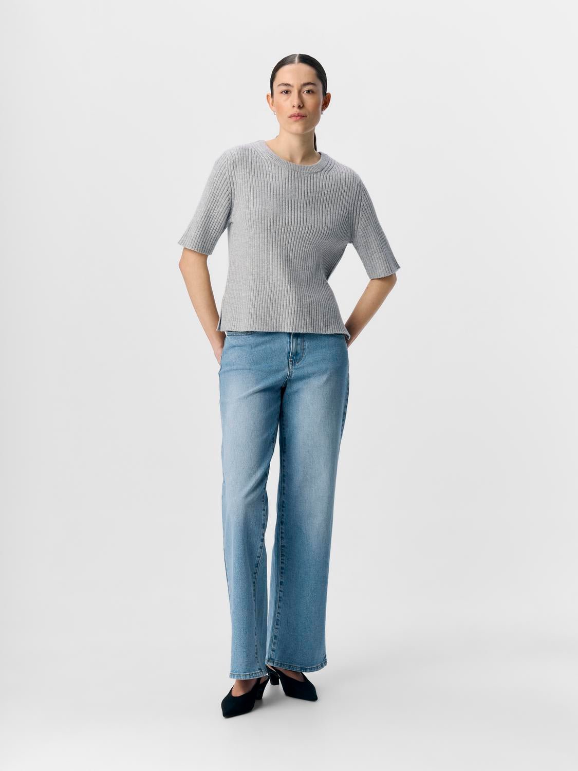 OBJELVA Pullover - Light Grey Melange - VERO MODA & VILA Bergvik