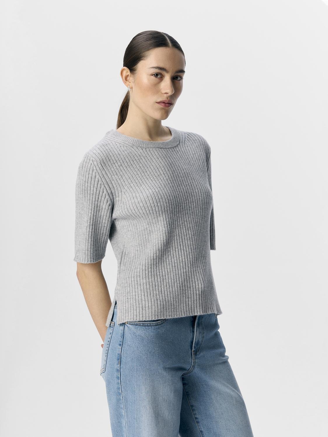OBJELVA Pullover - Light Grey Melange - VERO MODA & VILA Bergvik