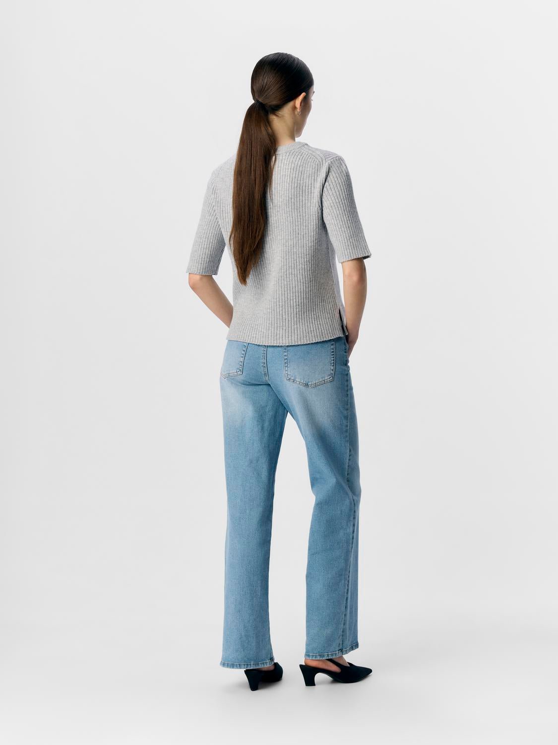 OBJELVA Pullover - Light Grey Melange - VERO MODA & VILA Bergvik