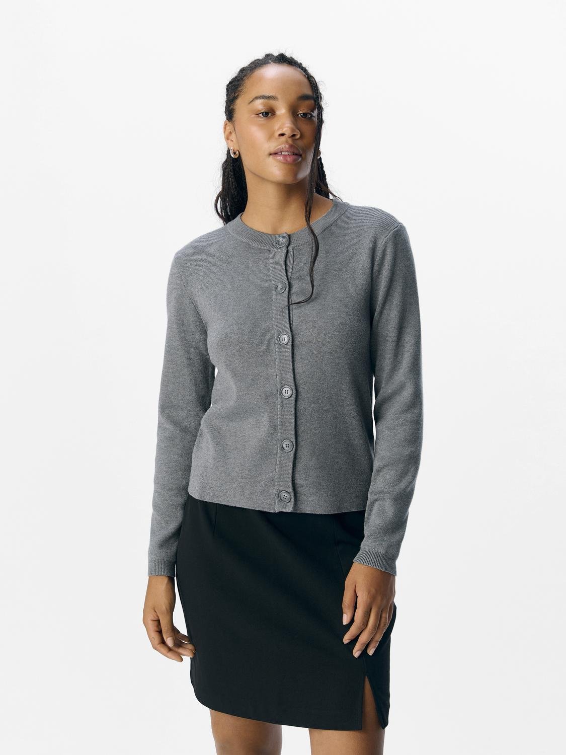 OBJESTER Knit Cardigan - Medium Grey Melange - VERO MODA & VILA Bergvik