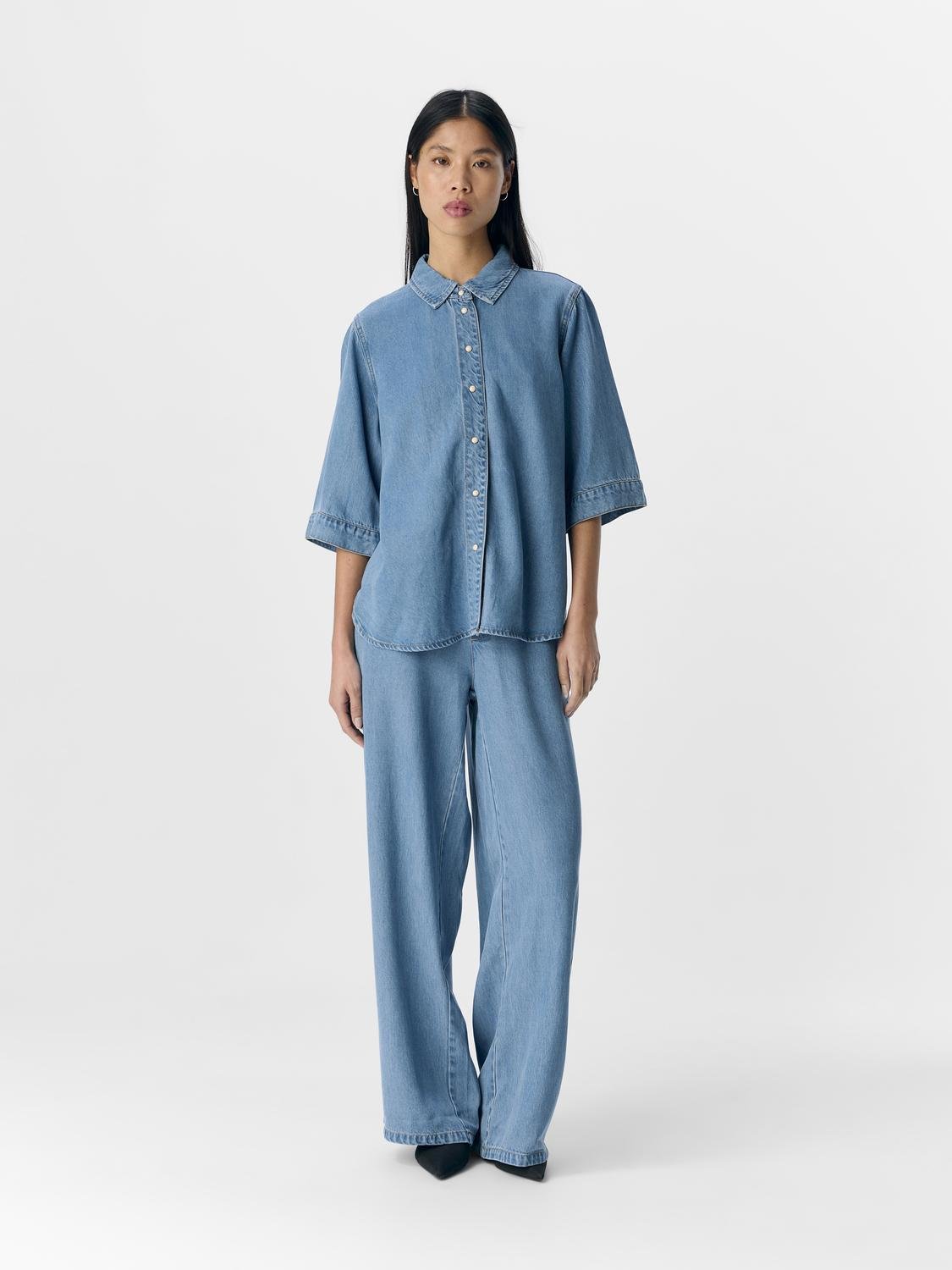 OBJFRAME Denim Shirt - Light Blue Denim - VERO MODA & VILA Bergvik