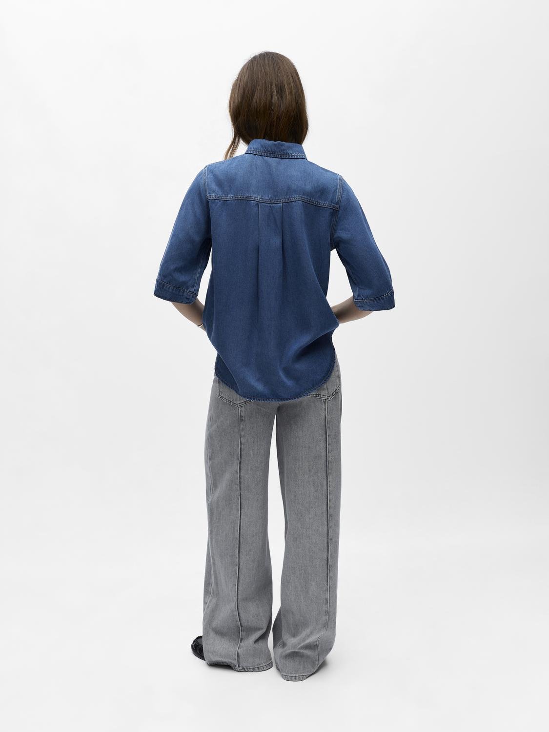 OBJFRAME Denim Shirt - Medium Blue Denim - VERO MODA & VILA Bergvik