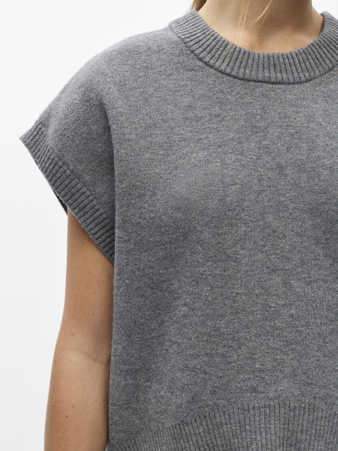 OBJITONE Knitted Waistcoat - Medium Grey Melange - VERO MODA & VILA Bergvik