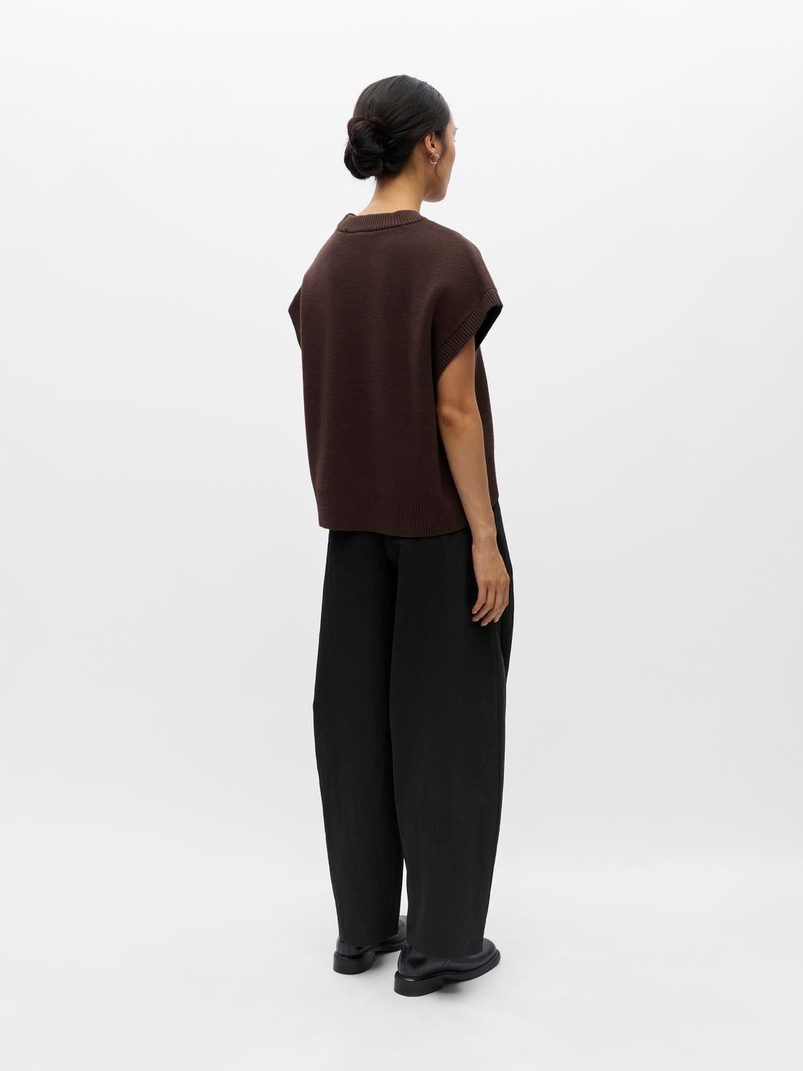OBJITONE Knitted Waistcoat - Seal Brown - VERO MODA & VILA Bergvik