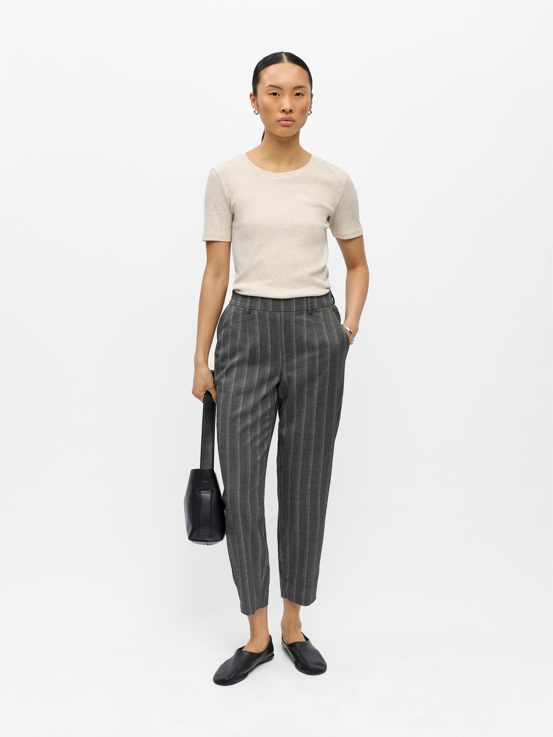 OBJLISA Trousers - Medium Grey Melange - VERO MODA & VILA Bergvik