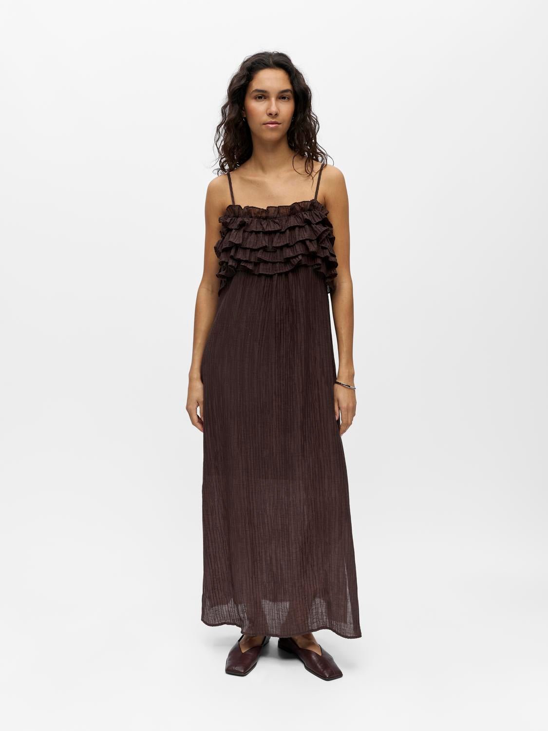 OBJLYNE Long Dress - Seal Brown - VERO MODA & VILA Bergvik
