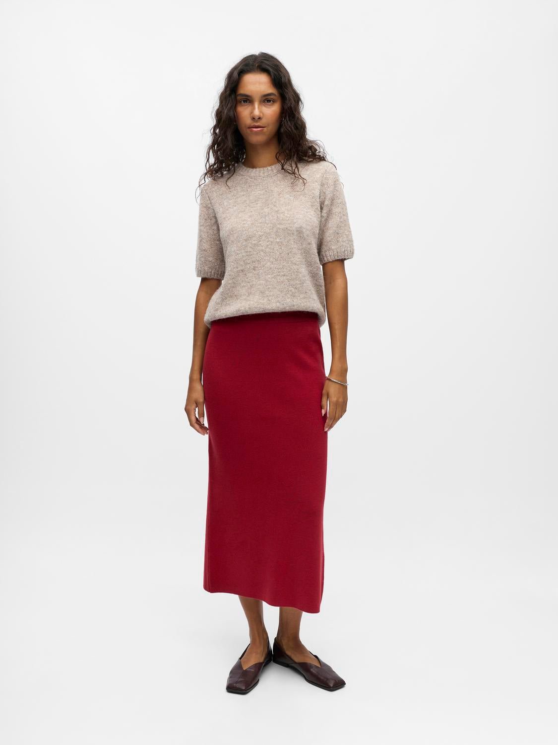 OBJREYNARD Midi Skirt - Karanda Red - VERO MODA & VILA Bergvik