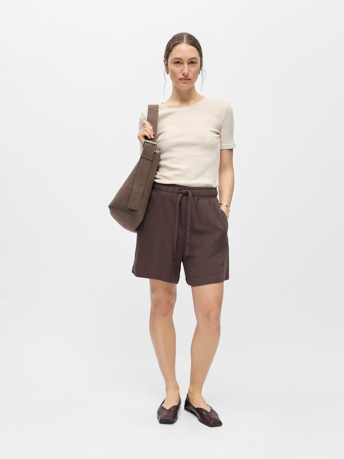 OBJSANNE Shorts - Seal Brown - VERO MODA & VILA Bergvik