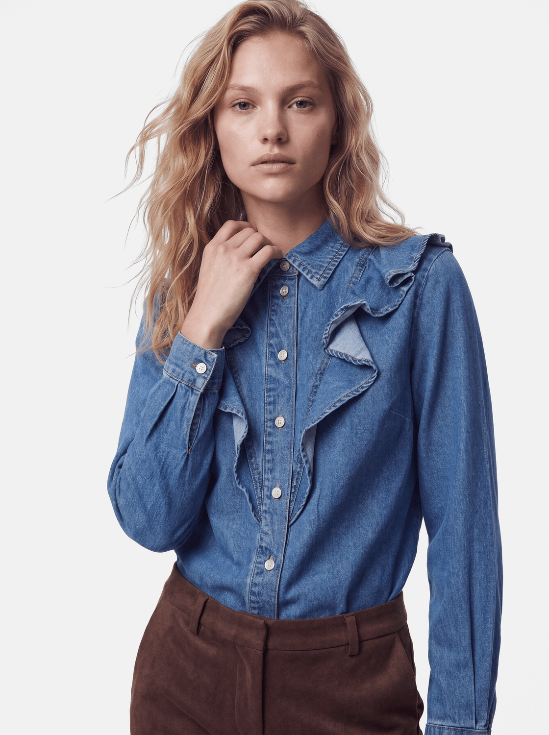 PCEVA Denim Shirt - Medium Blue Denim - VERO MODA & VILA Bergvik
