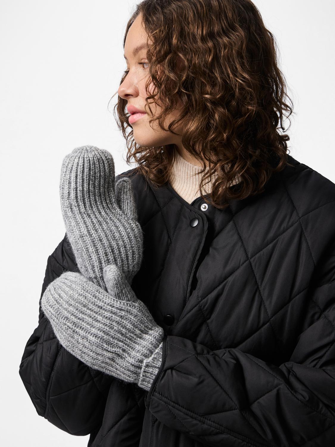 PCMILLA Mittens - Medium Grey Melange - VERO MODA & VILA Bergvik