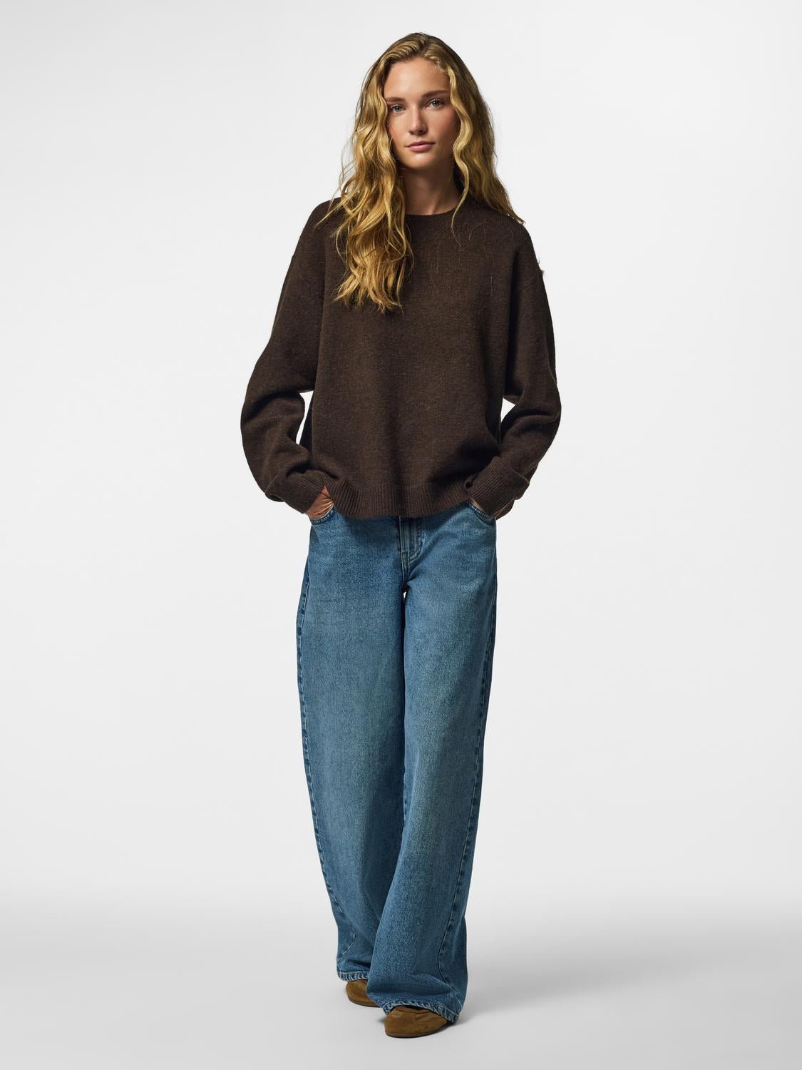 PCSALLY Knitted Top - Hot Fudge - VERO MODA & VILA Bergvik