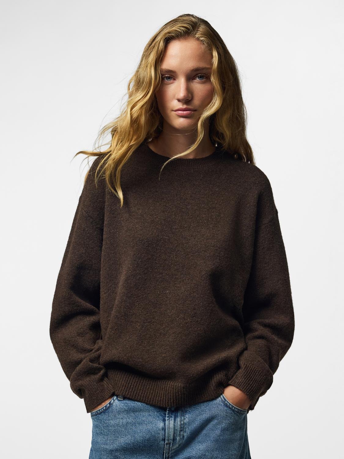 PCSALLY Knitted Top - Hot Fudge - VERO MODA & VILA Bergvik