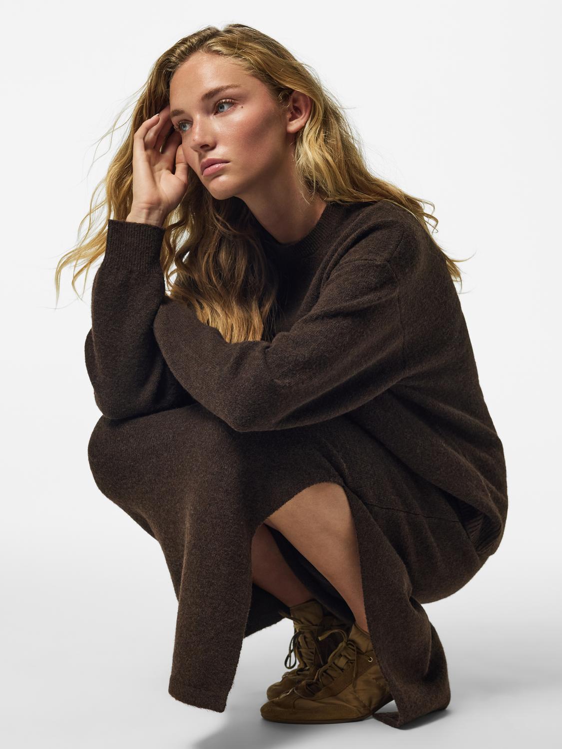 PCSALLY Knitted Top - Hot Fudge - VERO MODA & VILA Bergvik