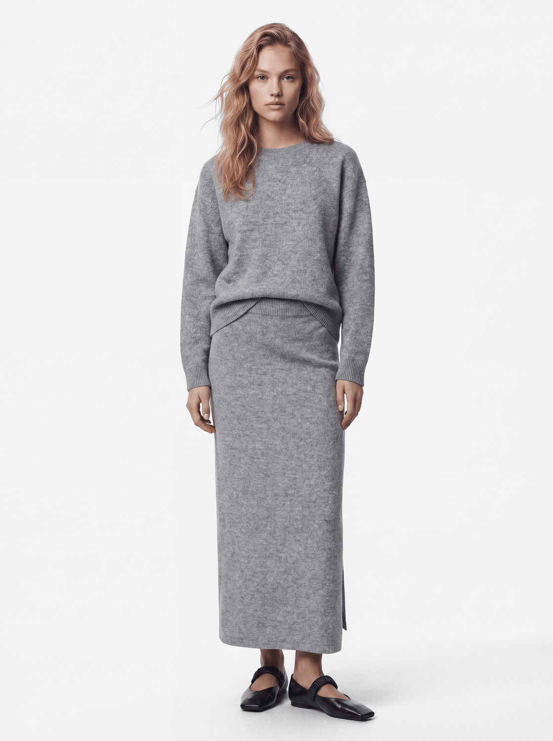 PCSALLY Knitted Top - Medium Grey Melange - VERO MODA & VILA Bergvik