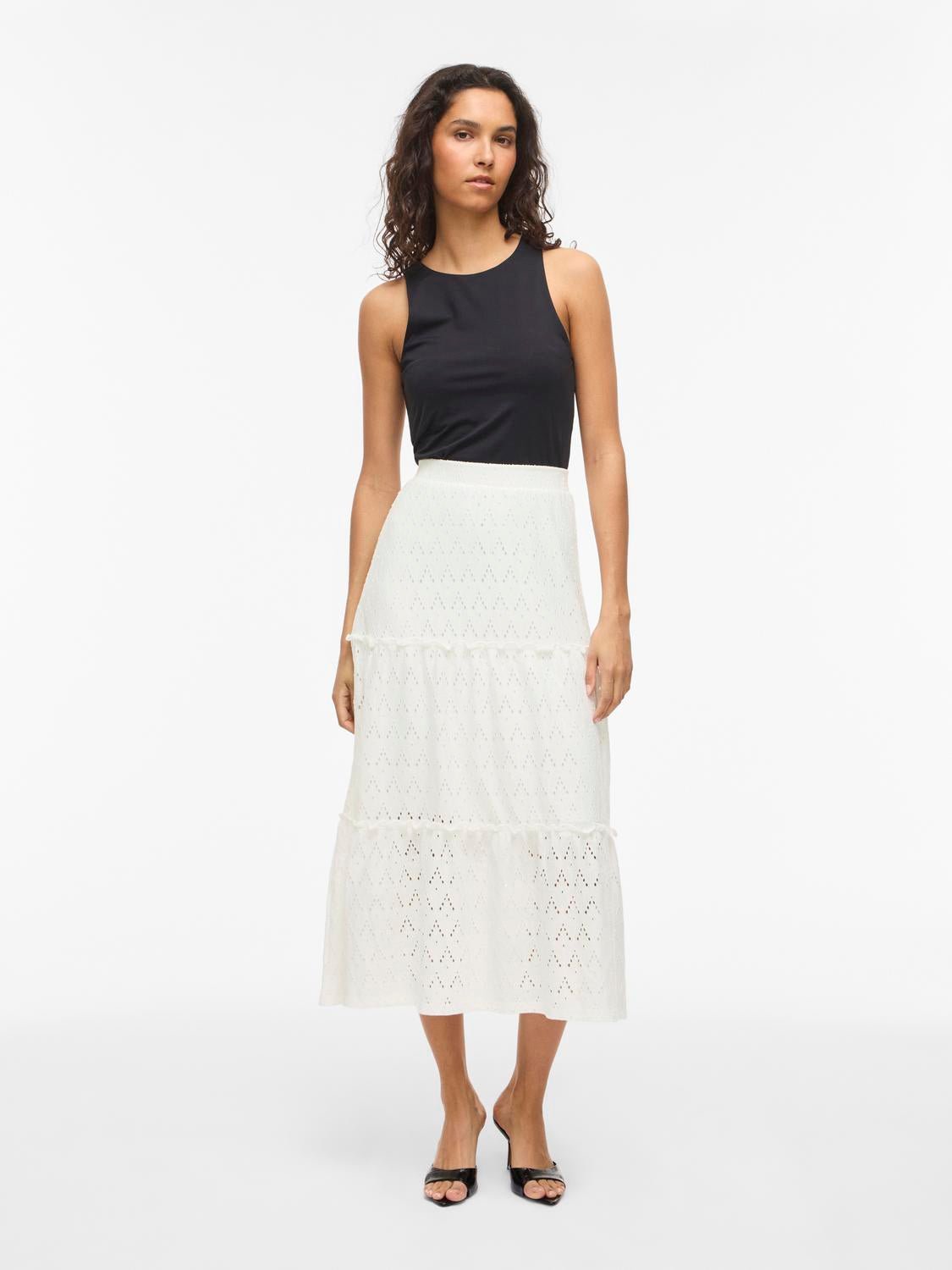 VIAMALINA Midi Skirt - Snow White - VERO MODA & VILA Bergvik