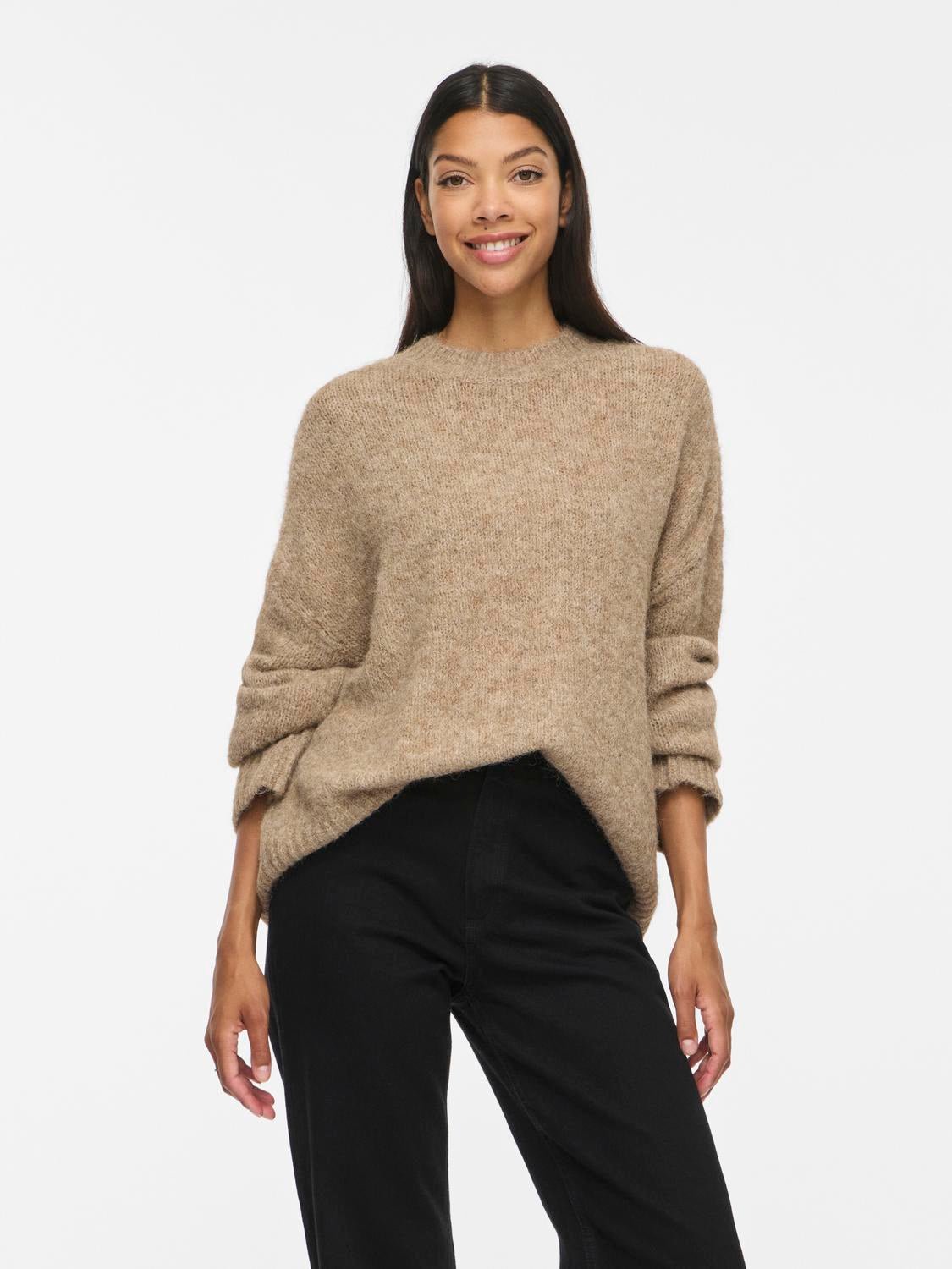 VIBOWS Pullover - Dark Natural Melange - VERO MODA & VILA Bergvik