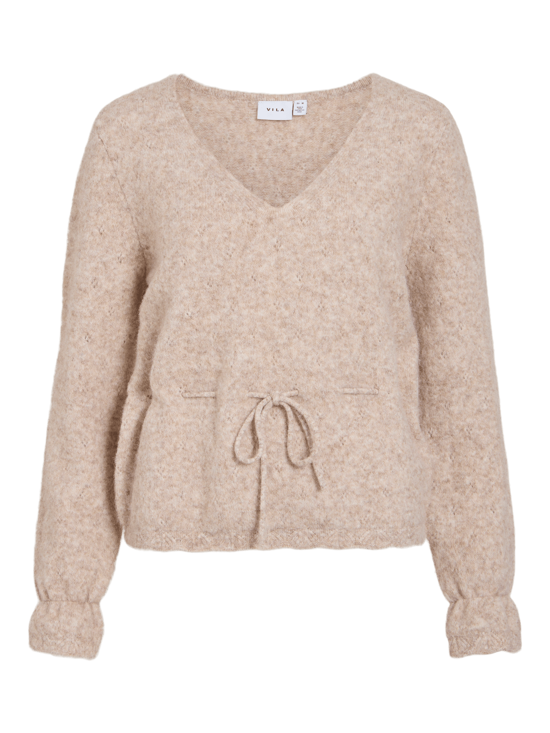 VICHAMBLIN Knitted Top - Natural Melange - VERO MODA & VILA Bergvik