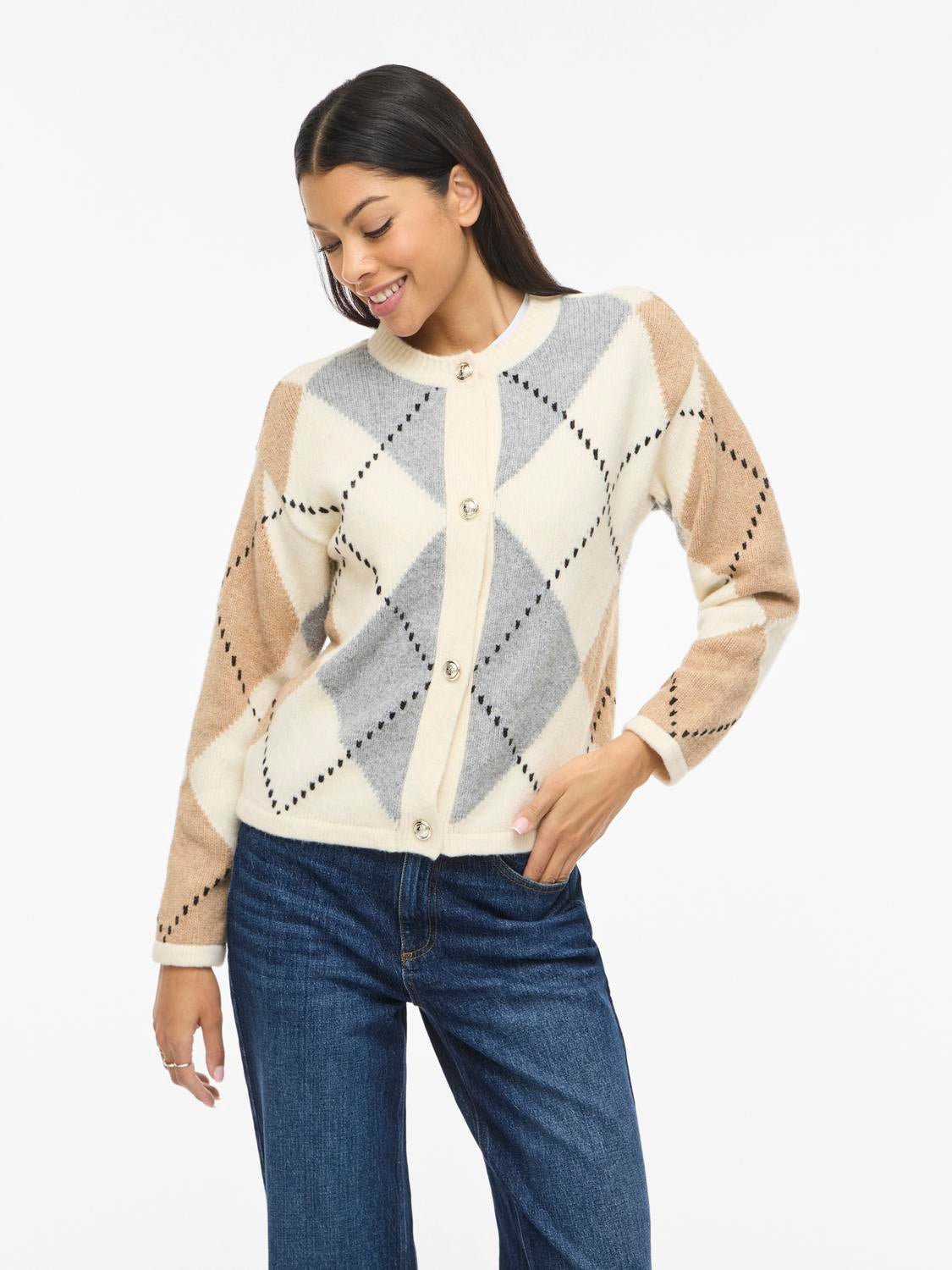 VICHECK Cardigan - Cloud Dancer - VERO MODA & VILA Bergvik