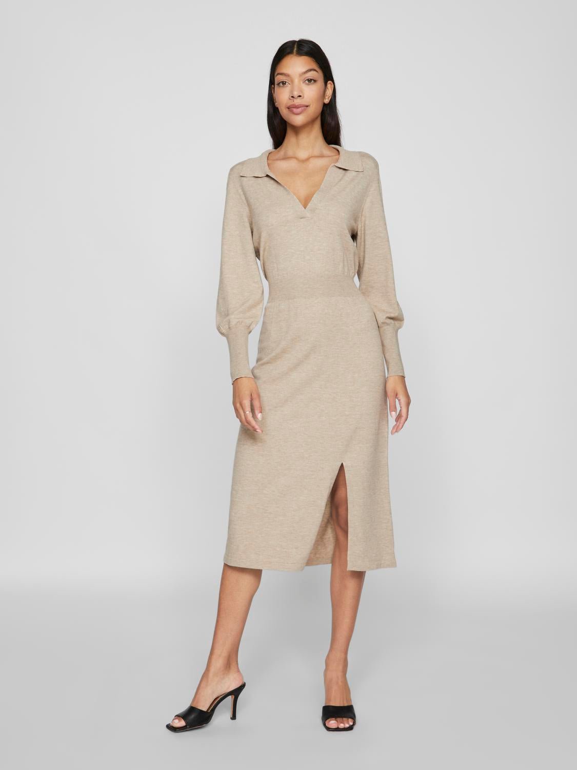 VICOMFY Midi Dress - Natural Melange - VERO MODA & VILA Bergvik