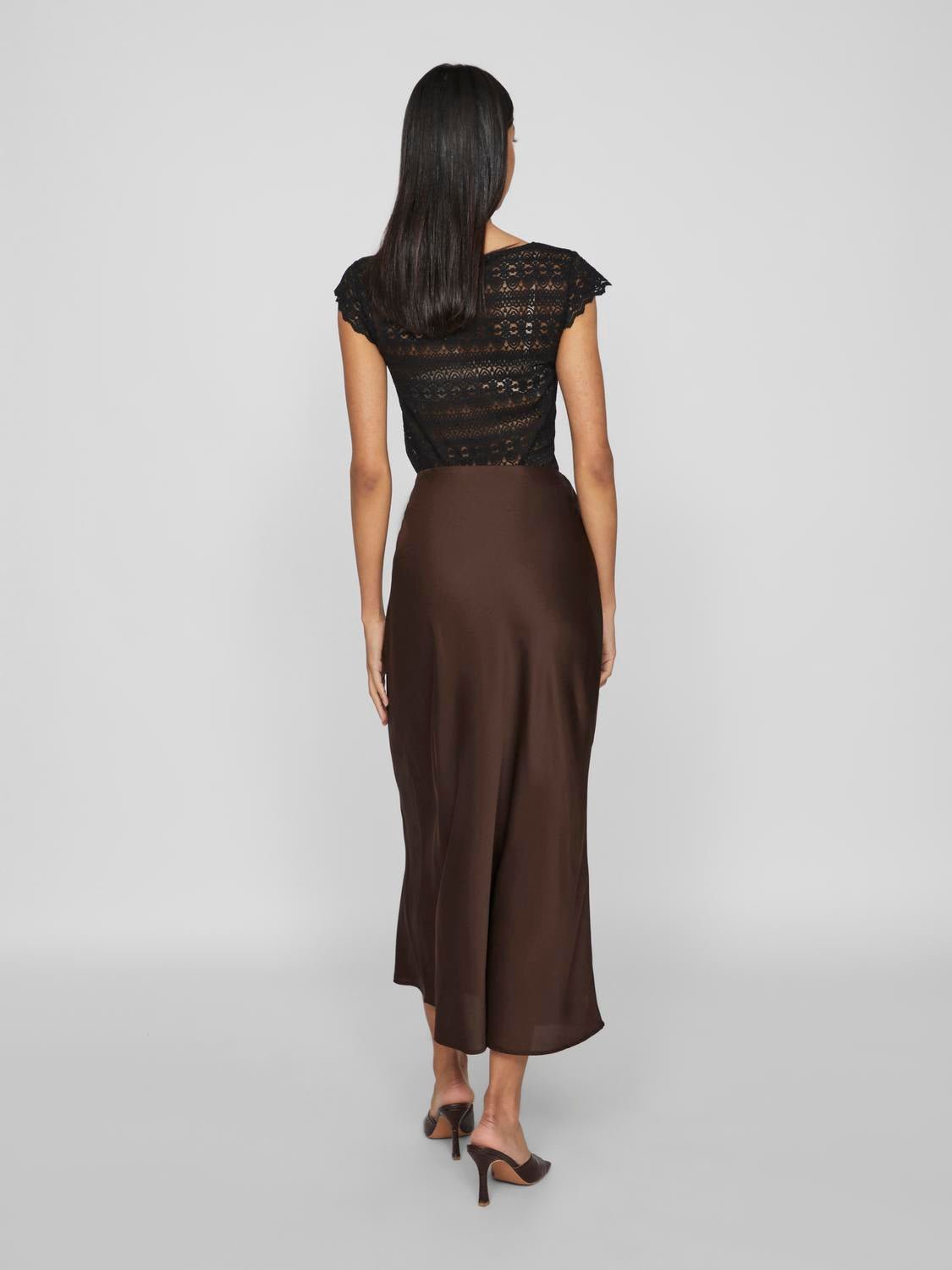 VIELLETTE Midi Skirt - Coffee Bean - VERO MODA & VILA Bergvik