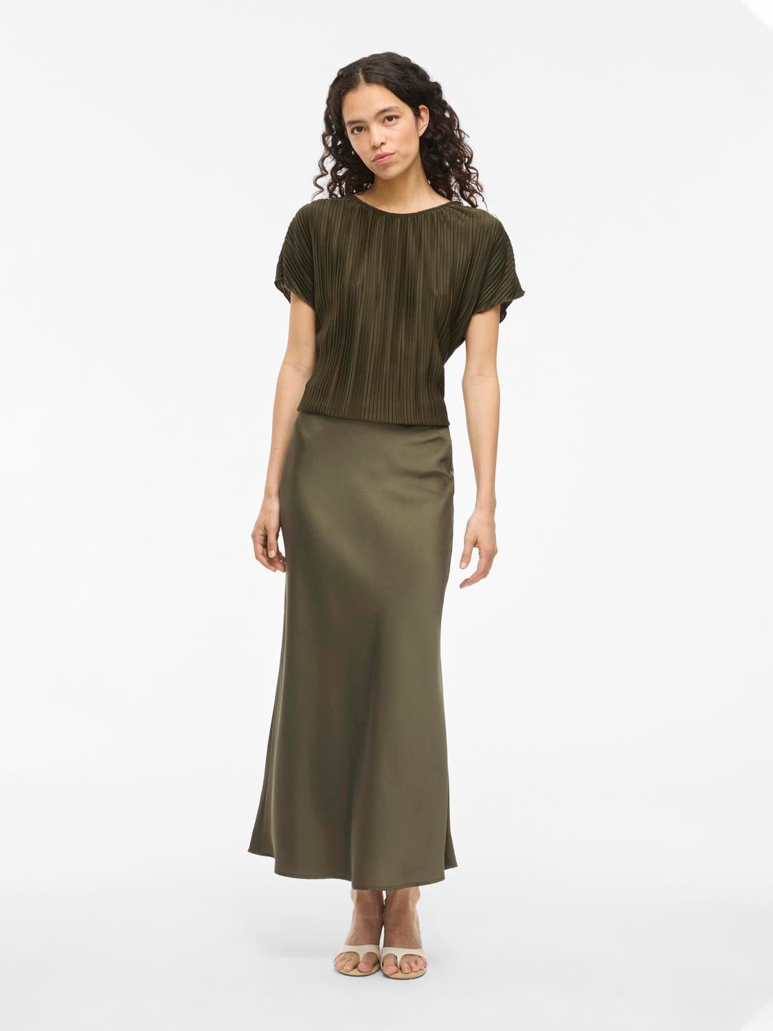 VIELLETTE Midi Skirt - Dusty Olive - VERO MODA & VILA Bergvik
