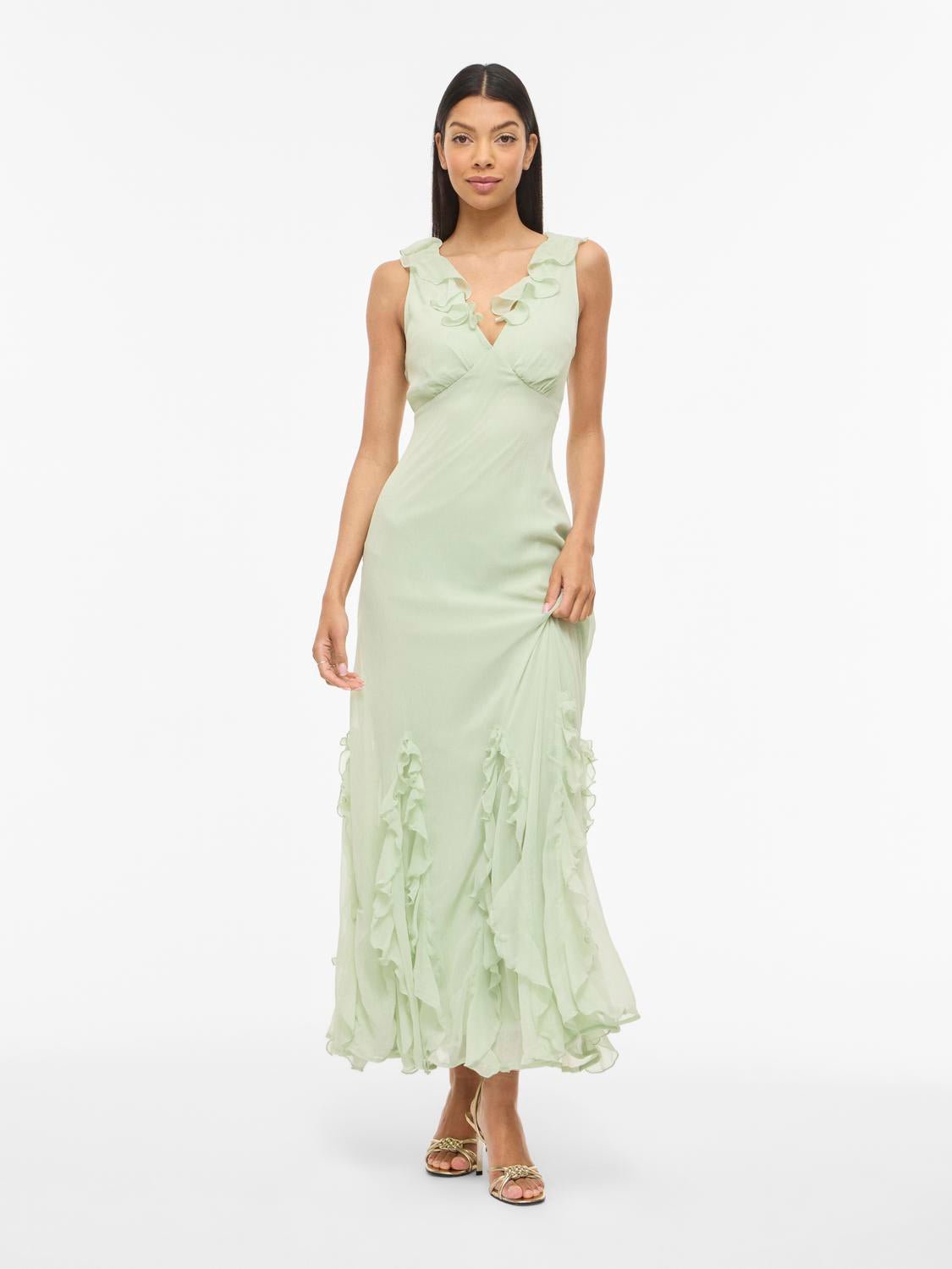 VIFALIA Long Dress - Smoke Green - VERO MODA & VILA Bergvik