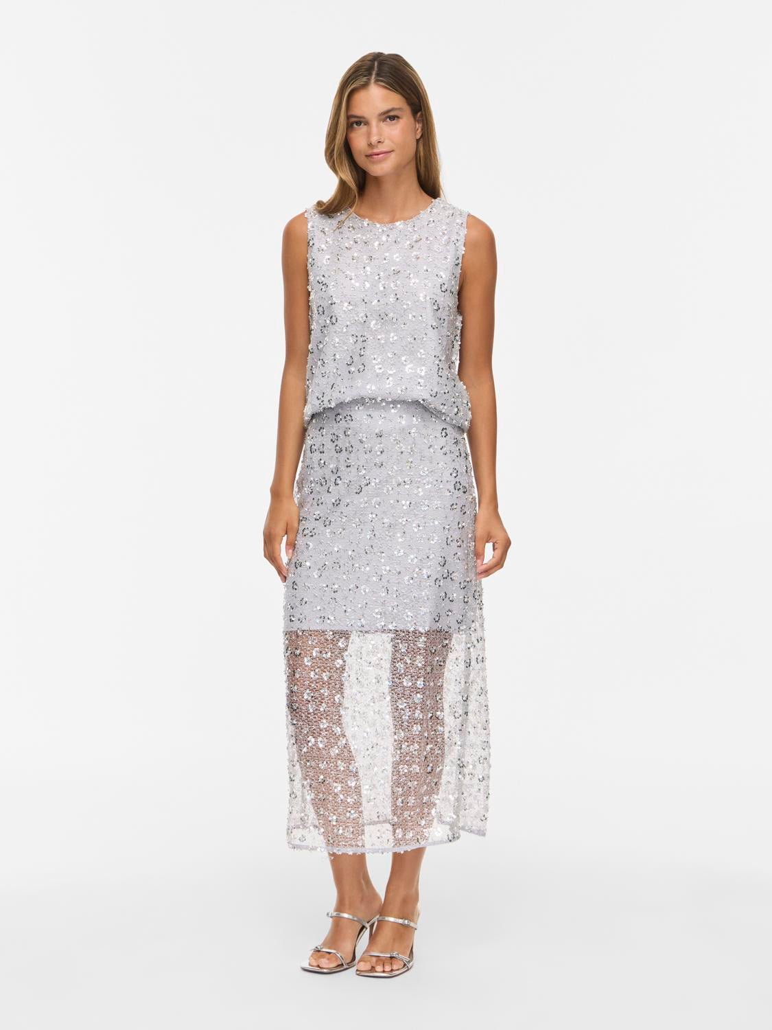 VIGLITA Midi Skirt - Silver - VERO MODA & VILA Bergvik