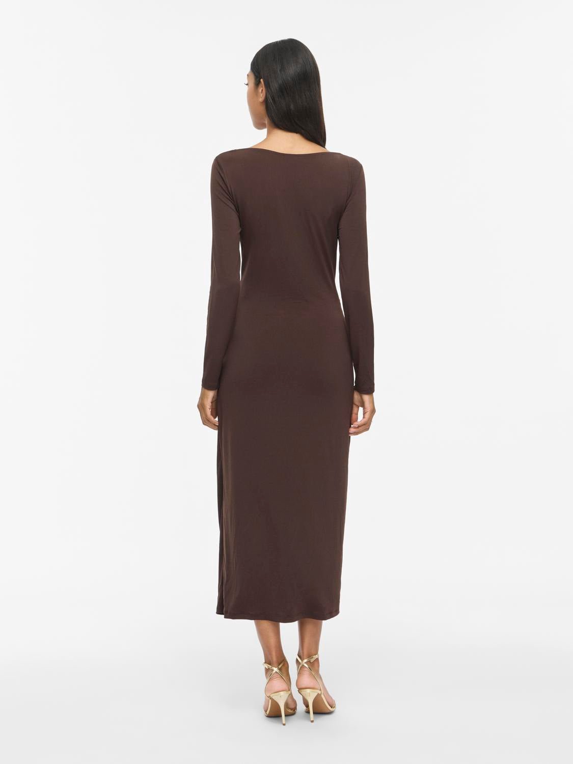 VIJUSTINE Long Dress - Coffee Bean - VERO MODA & VILA Bergvik