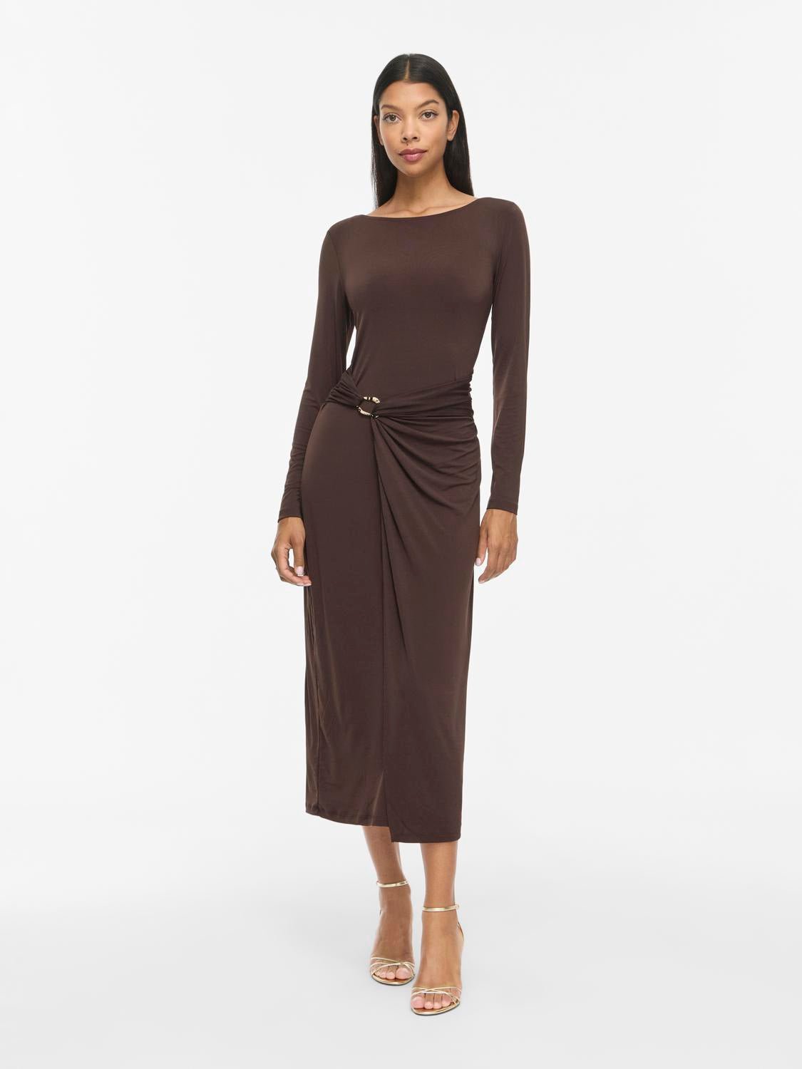 VIJUSTINE Long Dress - Coffee Bean - VERO MODA & VILA Bergvik