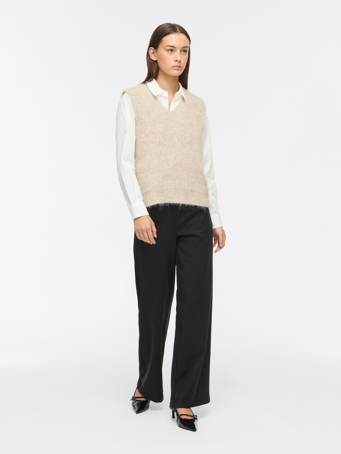 VILAMPE Knitted Waistcoat - Super Light Natural Melan - VERO MODA & VILA Bergvik