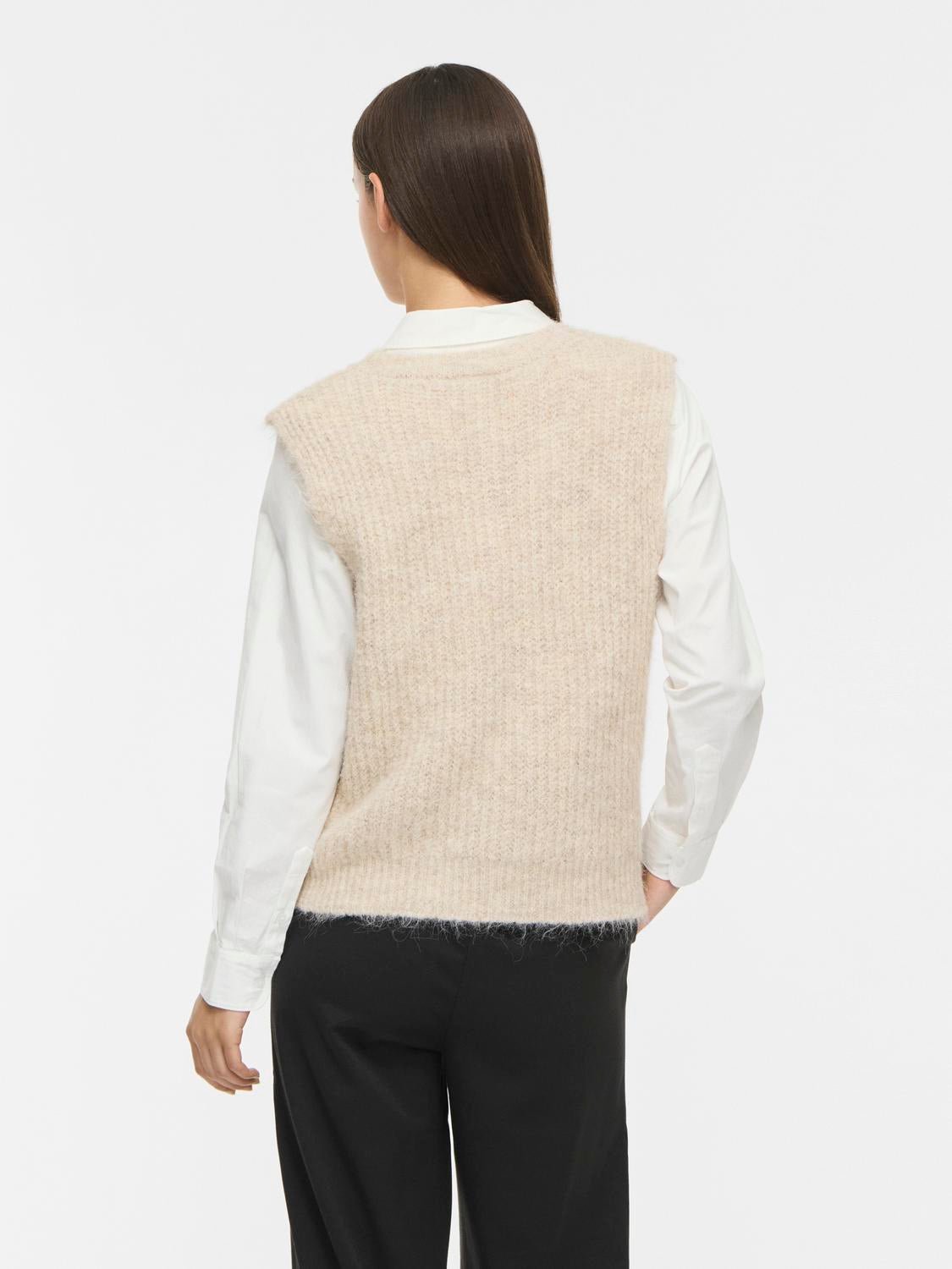VILAMPE Knitted Waistcoat - Super Light Natural Melan - VERO MODA & VILA Bergvik