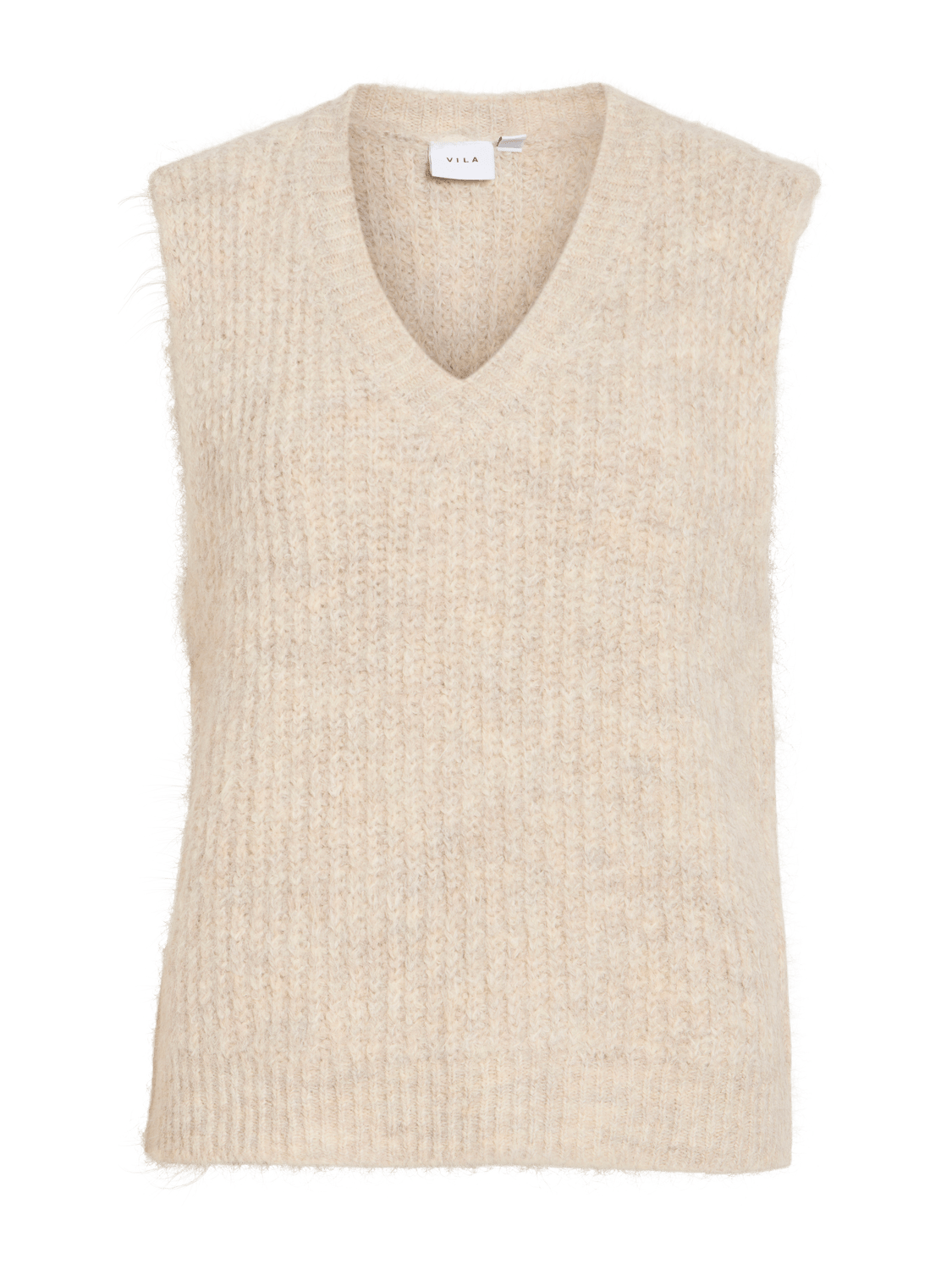 VILAMPE Knitted Waistcoat - Super Light Natural Melan - VERO MODA & VILA Bergvik
