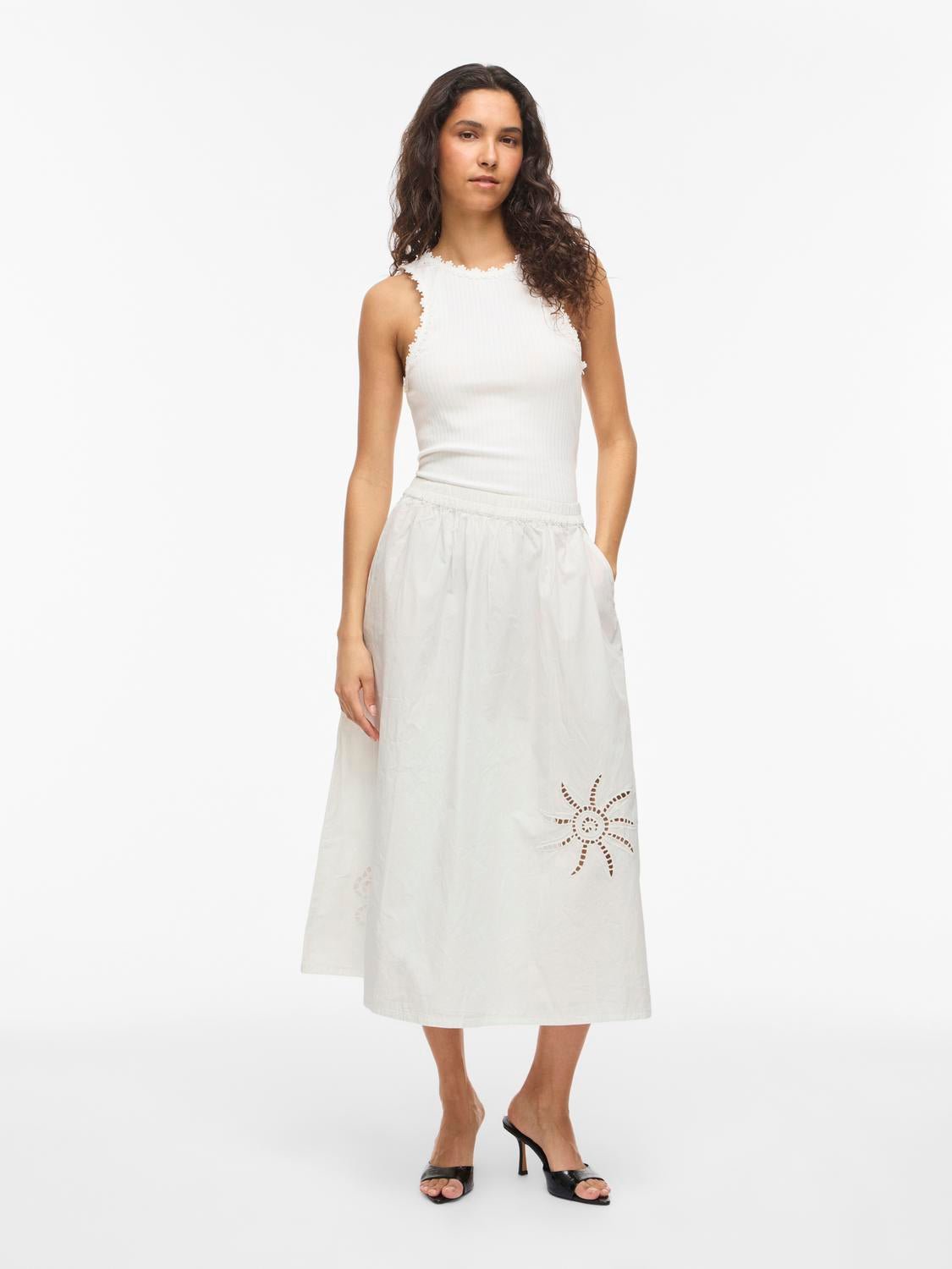 VILAYKI Midi Skirt - Snow White - VERO MODA & VILA Bergvik