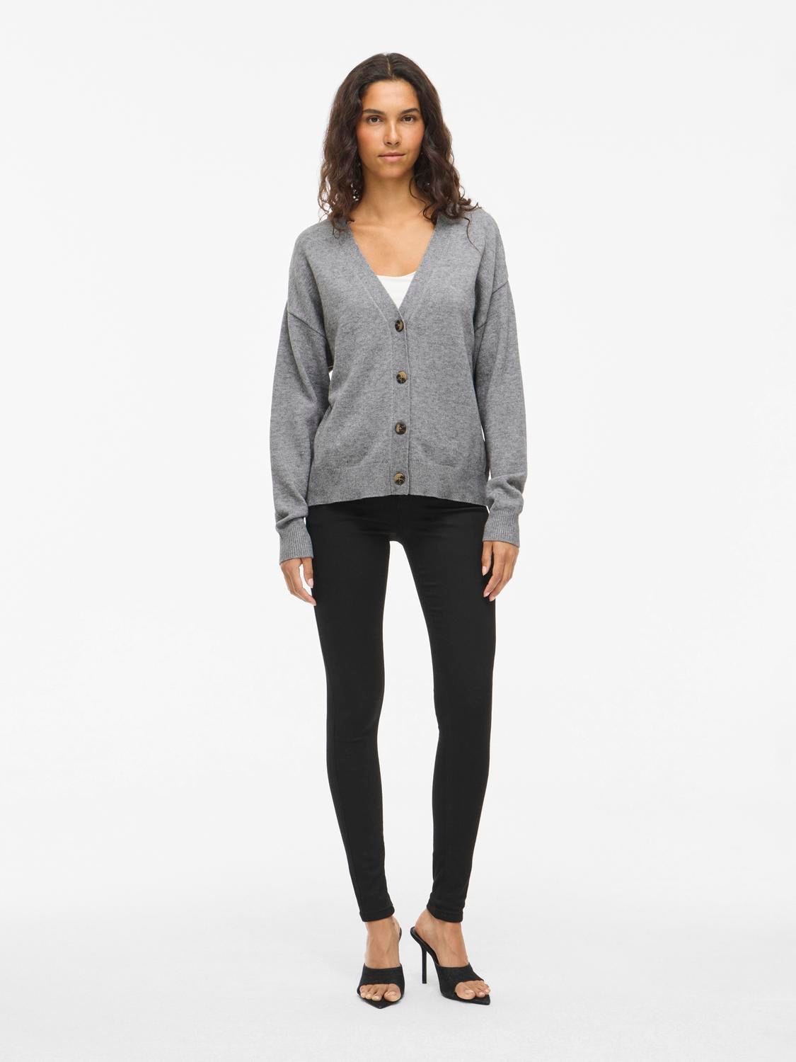 VIRIL Knit Cardigan - Medium Grey Melange - VERO MODA & VILA Bergvik