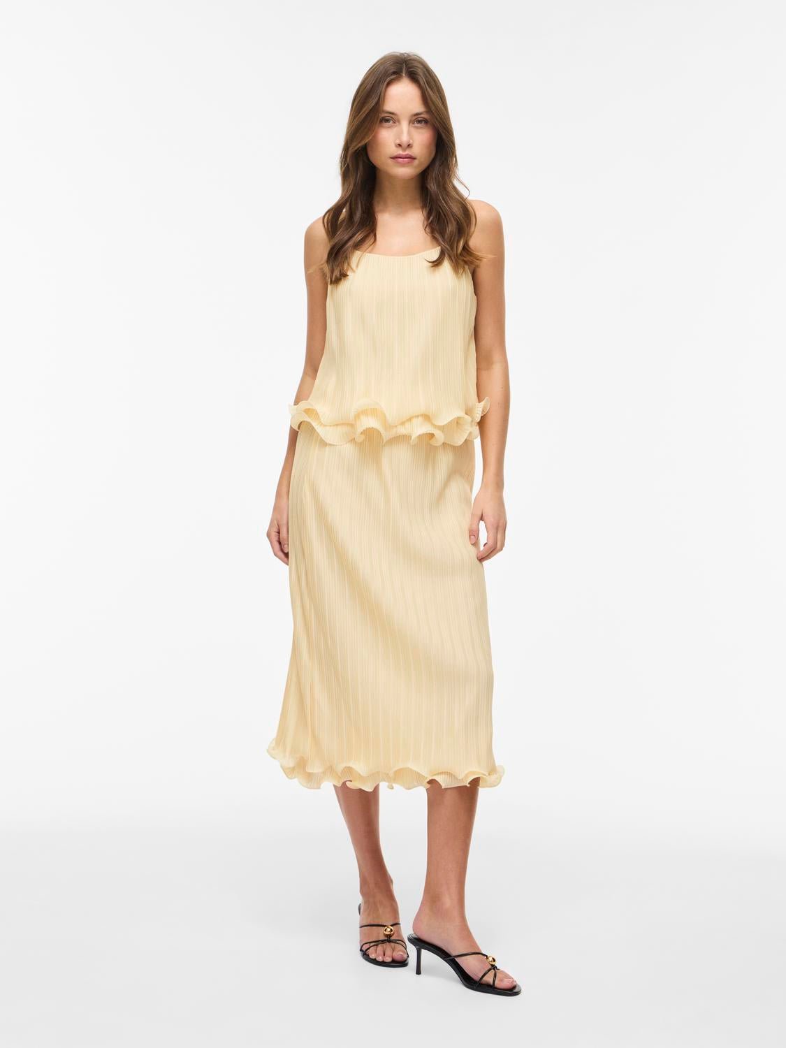 VIWANDA Midi Skirt - Pastel Yellow - VERO MODA & VILA Bergvik
