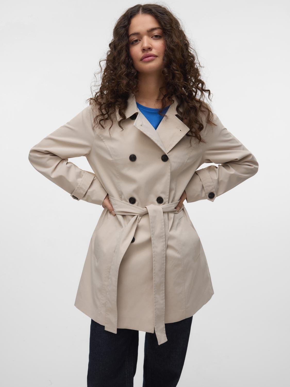VMCHELSEA Trenchcoat - Oatmeal - VERO MODA & VILA Bergvik