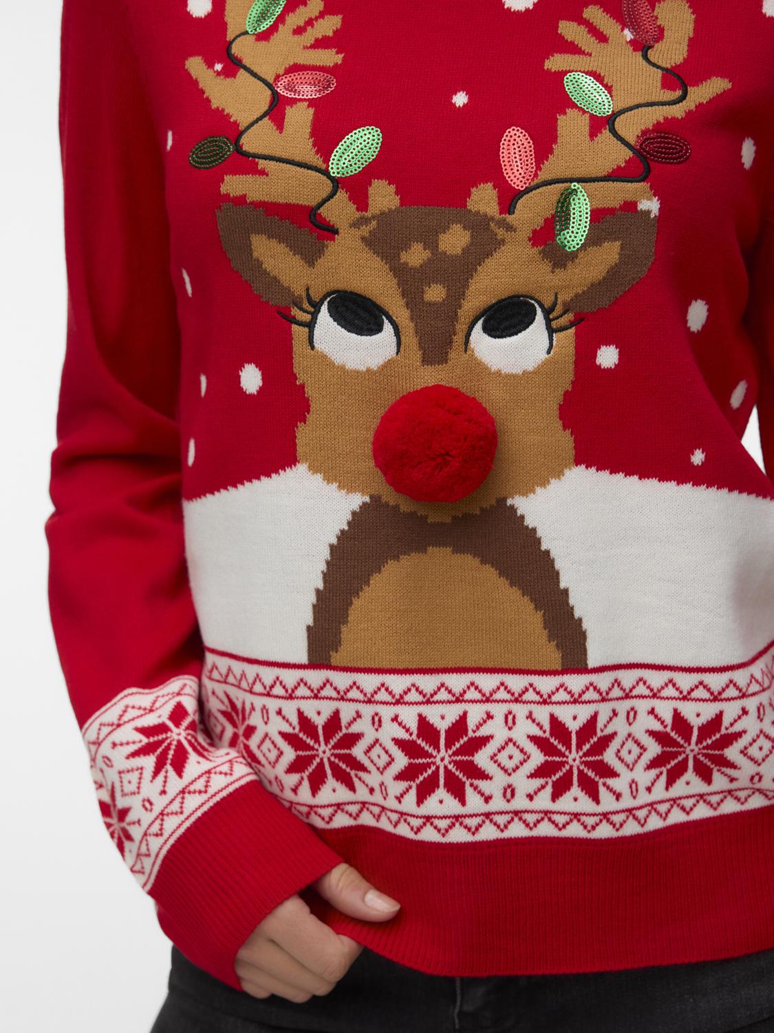 VMFROSTYDEER Pullover - Chinese Red - VERO MODA & VILA Bergvik