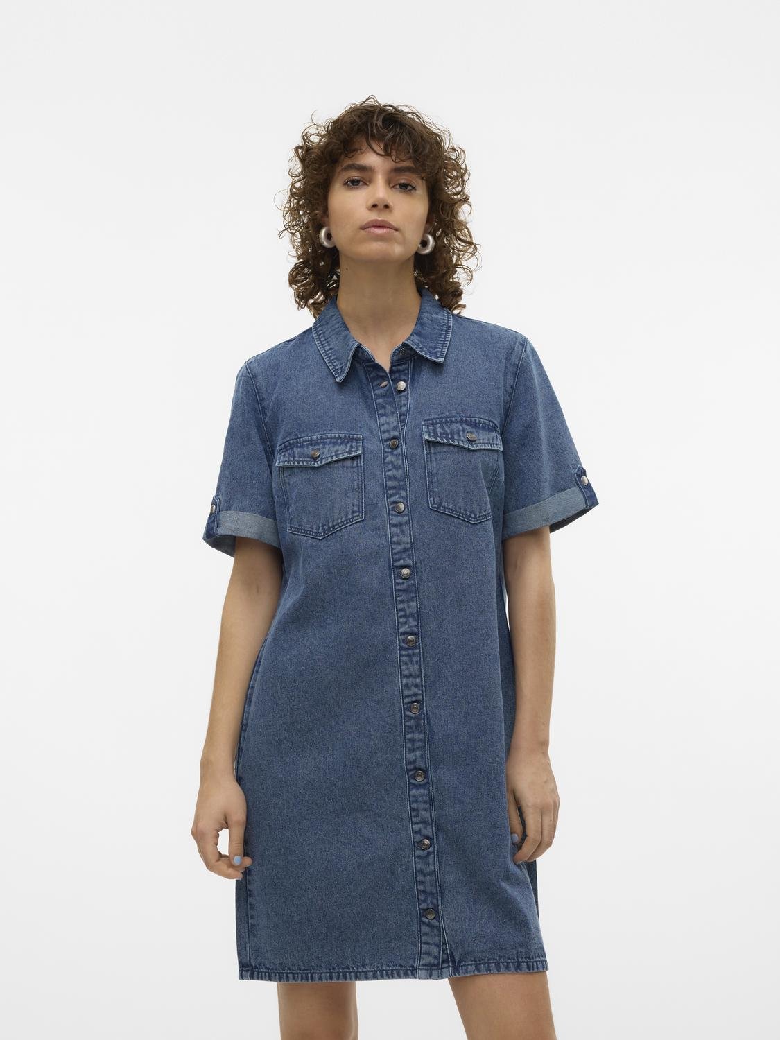 VMJENNIE Short Dress - Medium Blue Denim - VERO MODA & VILA Bergvik