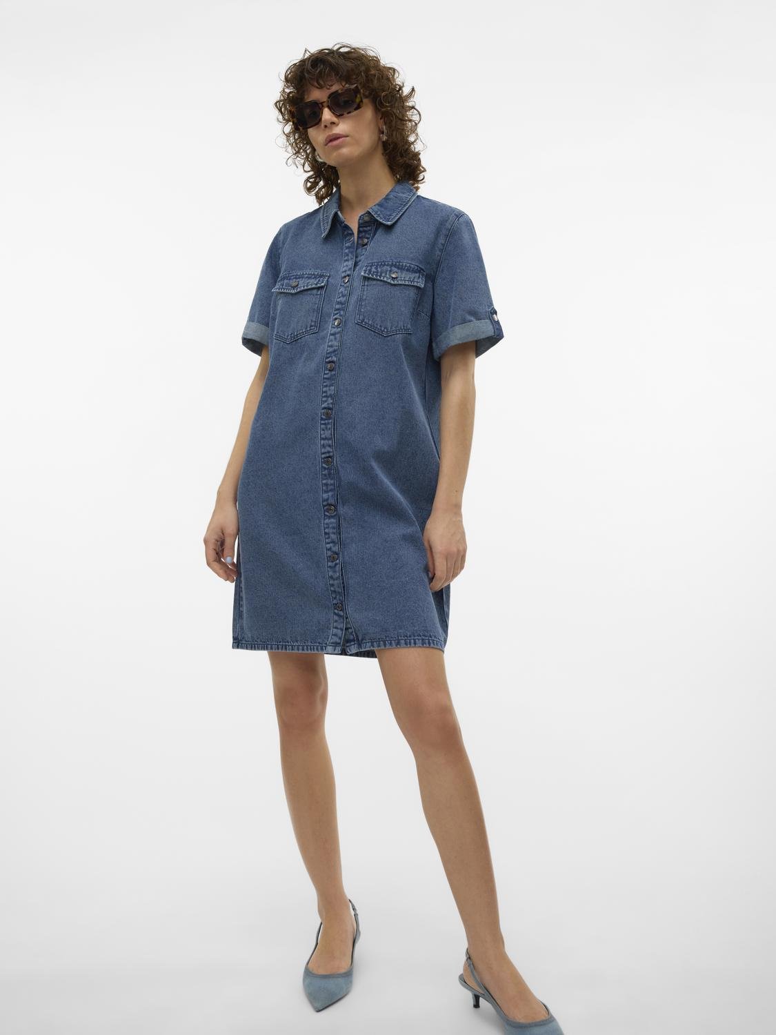 VMJENNIE Short Dress - Medium Blue Denim - VERO MODA & VILA Bergvik