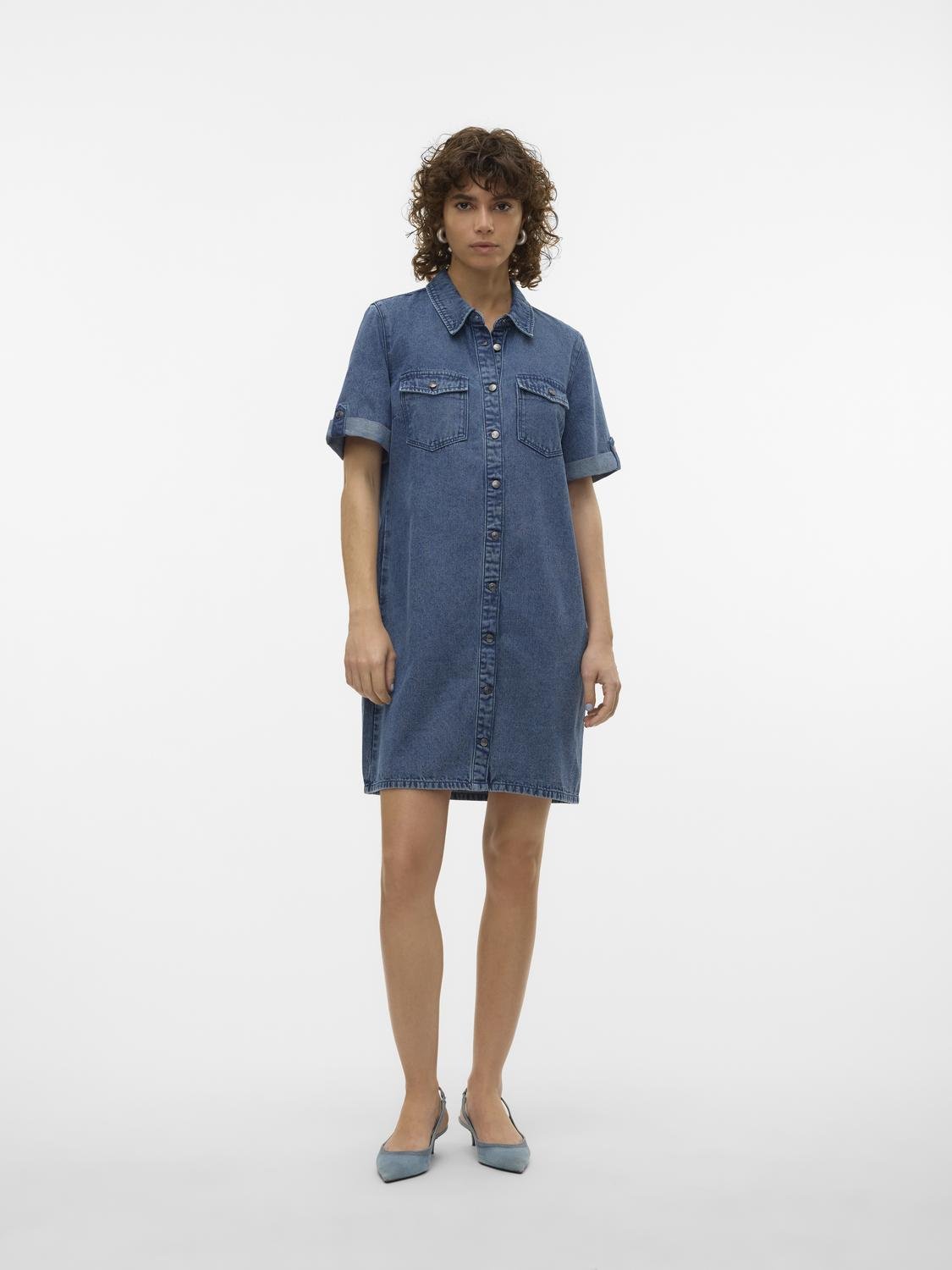 VMJENNIE Short Dress - Medium Blue Denim - VERO MODA & VILA Bergvik