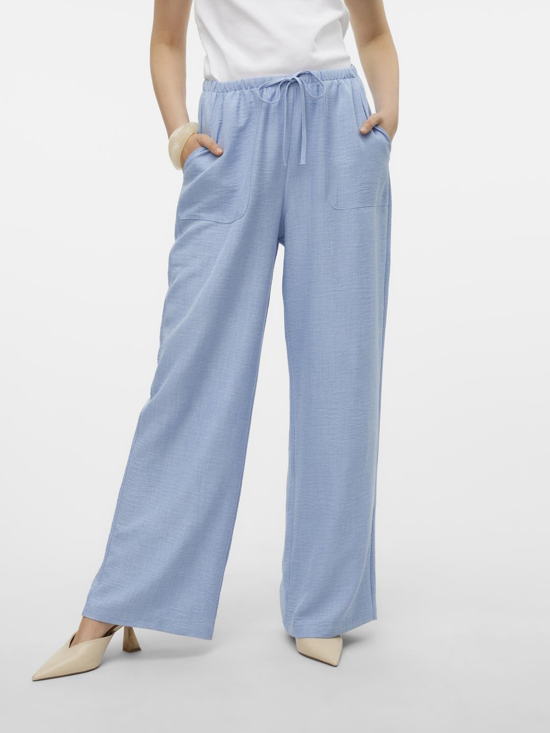 VMMELANEY Trousers - Chambray Blue - VERO MODA & VILA Bergvik