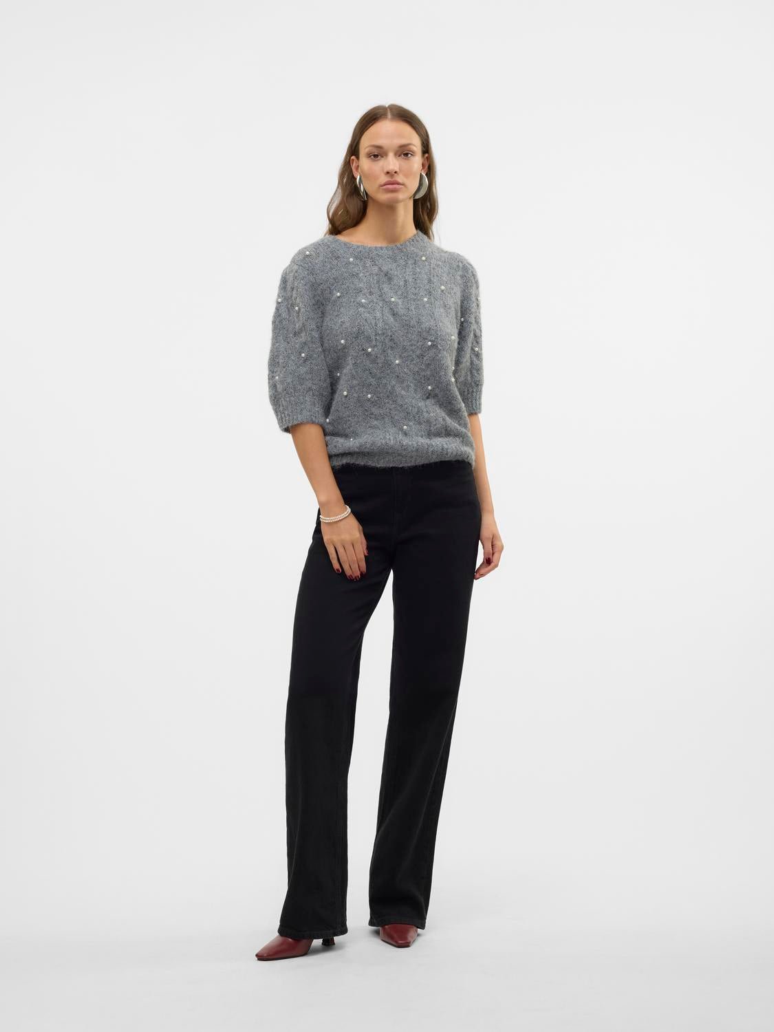 VMNOVA Pullover - Dark Grey Melange - VERO MODA & VILA Bergvik