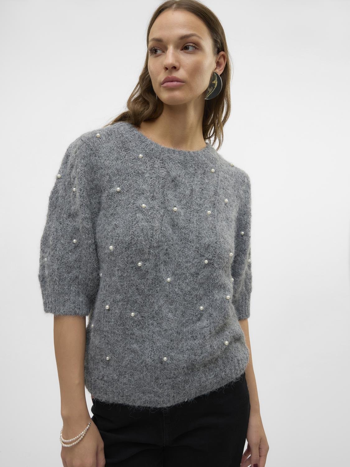 VMNOVA Pullover - Dark Grey Melange - VERO MODA & VILA Bergvik