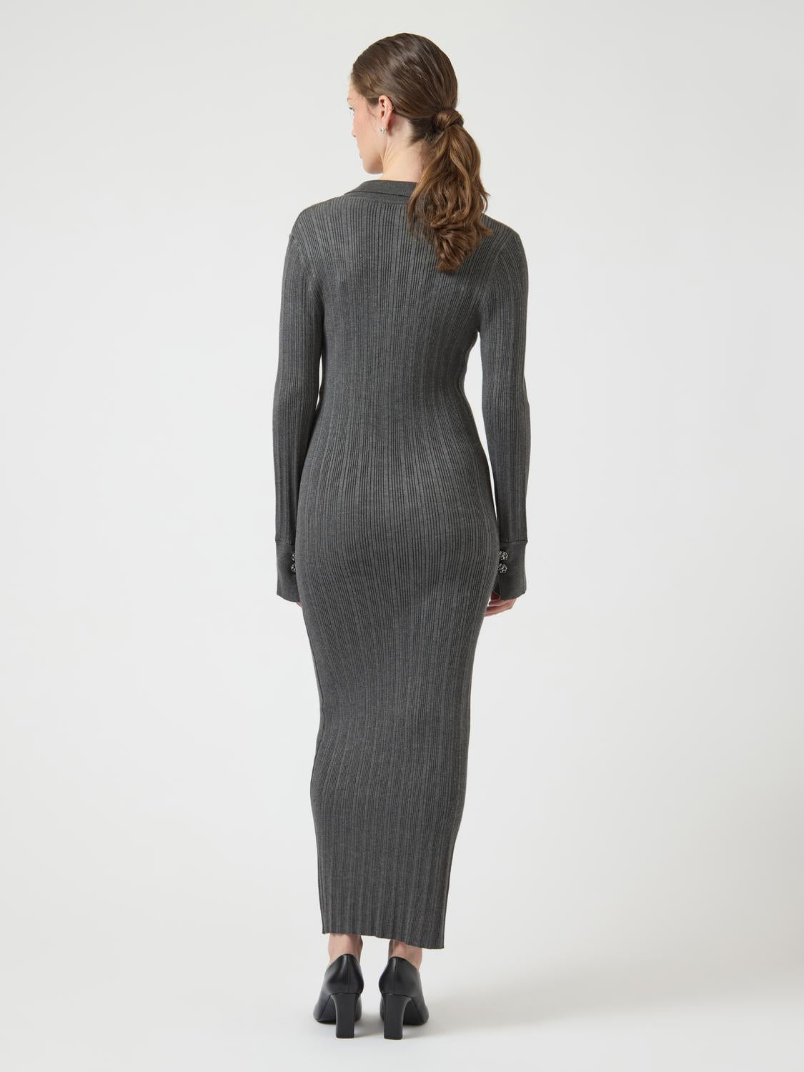 YASMIQLO Midi Dress - Dark Grey Melange - VERO MODA & VILA Bergvik